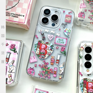韩国小众品牌代购 可爱创意涂鸦春夏透明手机壳少女心保护套全包
