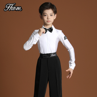 专业少儿拉丁舞服新款男童拉丁摩登舞白衬衫长裤表演出比赛规定服