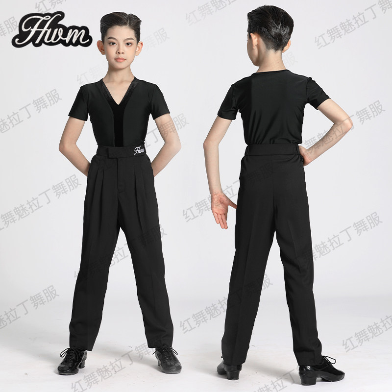 红舞魅男童拉丁舞短袖练功服套装