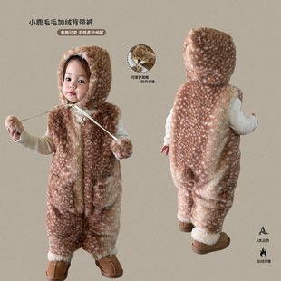 婴儿衣服冬装外出服加厚保暖新款宝宝包屁衣爬服女宝连体衣背带裤