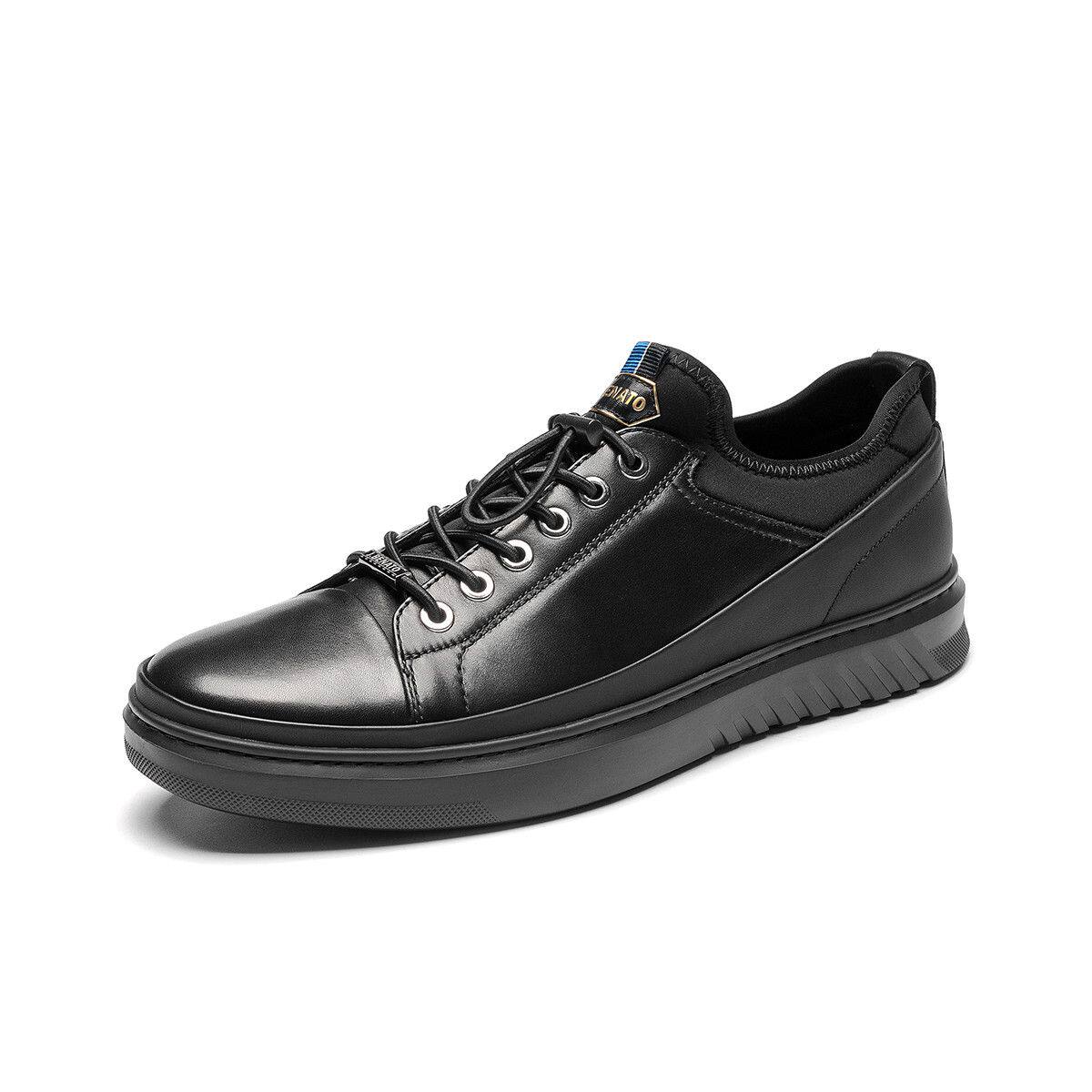 j.benato 宾度牛皮革 织布舒适松紧带鞋百搭通勤男休闲皮鞋