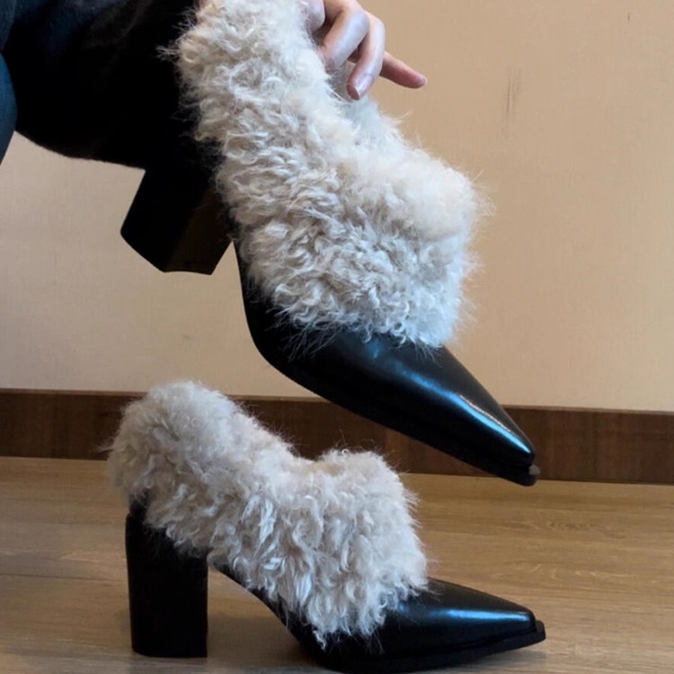 【现货送退货宝】毛毛单鞋高跟