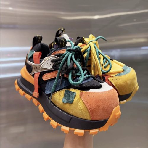 鸳鸯厚底拼色休闲鞋2025秋冬