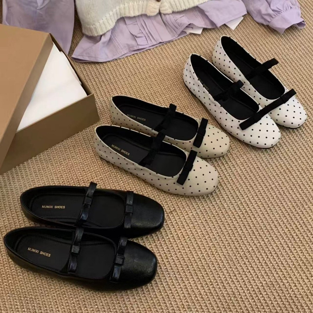 平底温柔晚晚鞋白色波点单鞋女鞋子2026春季配裙子芭蕾舞玛丽珍鞋