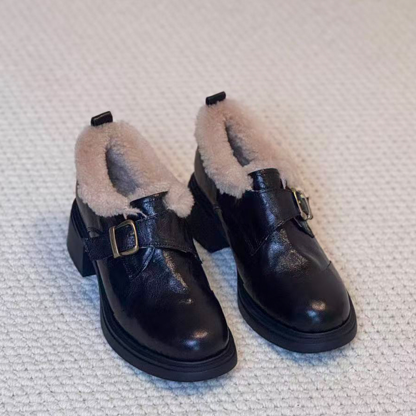 【现货送退货宝】加绒小皮鞋女