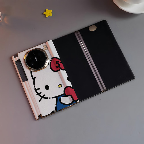 可爱卡通hellokitty适用华为MateXT手机壳新款xts三折叠屏皮质保护壳全包防摔超火猫非凡大师手机套磁吸中轴