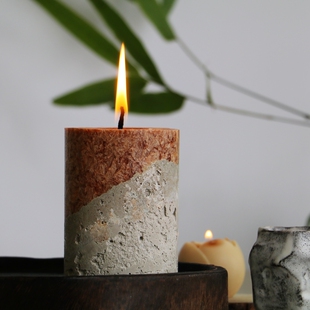 诧寂风做旧肌理感小众造型创意艺术蜡烛香薰摆件手作天然植物耐燃