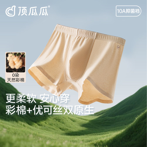 顶瓜瓜男士零染棉抑菌无痕平角裤