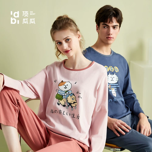顶瓜瓜 Осенняя пижама, комплект, мужской детский хлопковый лонгслив, для влюбленных, свободный крой, семейный стиль