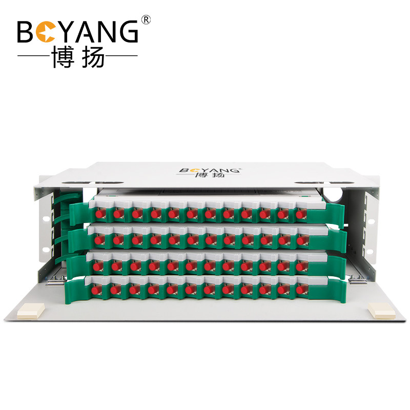 博扬 48芯odf光纤配线架/子框/单元体满配 fc单模推拉式光纤机架