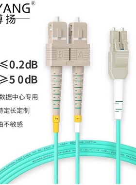 博扬 OM3万兆铠装光纤跳线LC-SC 35米 多模尾纤 一管双芯Uniboot