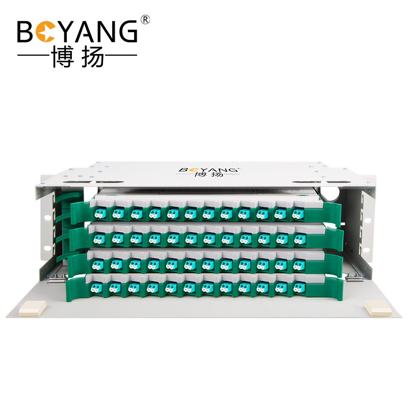 博扬 48口96芯odf光纤配线架/子框/单元体满配lc万兆多模om4双工