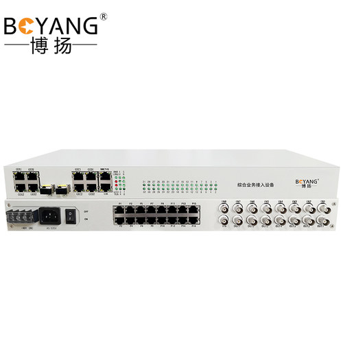 博扬 综合业务电话光端机 8E1+16路电话+4路千兆物理隔离网单纤2