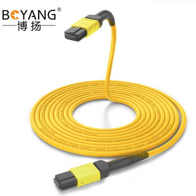 博扬 12芯MPO-MPO光纤跳线母头B极性兼容MTP 40米OS2万兆单模跳