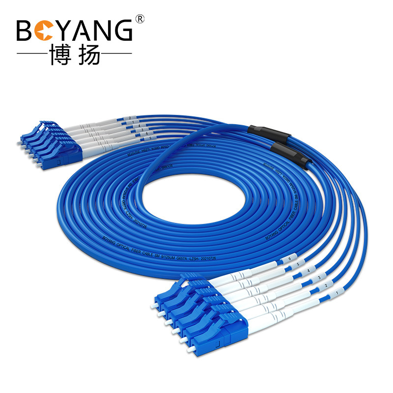 博扬 电信级铠装六芯光纤跳线lc-lc 90米 单模6芯铠甲尾纤防鼠咬