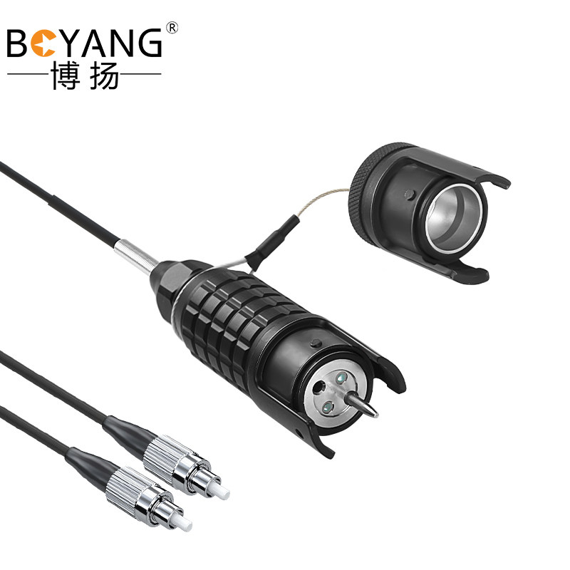 博扬 单模2芯室外tpu野战光缆转接线 tbe783透镜转接头转fc头扩
