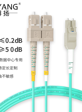 博扬 OM3万兆铠装光纤跳线LC-SC 20米 多模尾纤 一管双芯Uniboot