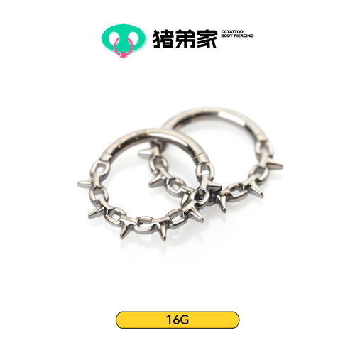 CC猪弟家 16G 锁链环 镜面耳环高抛光钛合金耳环耳骨环耳圈环