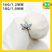 CC猪弟家 镜面钛合金耳钉耳骨钉耳窝钉内螺纹 水晶冠 16G 18G