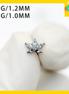 CC猪弟家 16G/18G 水晶冠 镜面钛合金耳钉耳骨钉耳窝钉内螺纹