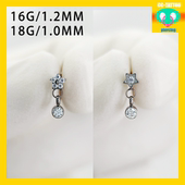CC猪弟家 高抛光钛合金耳钉耳骨钉耳窝钉内螺纹 星花吊坠 16G 18G