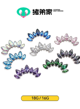 CC猪弟家 16G/18G 七瓣宝石簇锆石钛合金耳钉耳骨钉唇钉鼻钉 通用