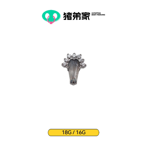 CC猪弟家 16G/18G 爪镶刻面拉长石 高抛光钛合金耳钉耳骨耳窝螺纹