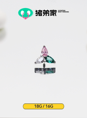 CC猪弟家 16G/18G 三棱花 高抛光钛合金耳钉耳骨耳窝钉内螺纹