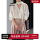 高品质 气质微透宽松显瘦上衣小衫 柔焦法式 温柔风系带飘带V领衬衫