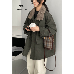 独特超好看羽绒内胆工装派克羽绒服冬季新款保暖高级感中长款外套