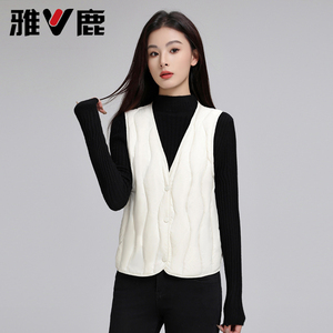 休闲短款V领羽绒马甲女