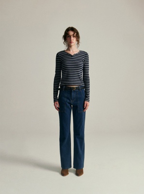 复古秋冬牛仔喇叭裤长裤