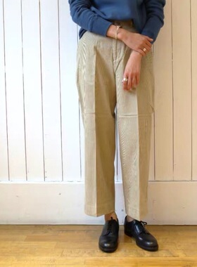 自留好版型Yaec*好搭客供细坑条纯色灯芯绒高腰工装直筒长裤