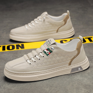 小白鞋 男士 透气板鞋 休闲运动学生潮鞋 男 2025春季 白色百搭皮鞋 新款