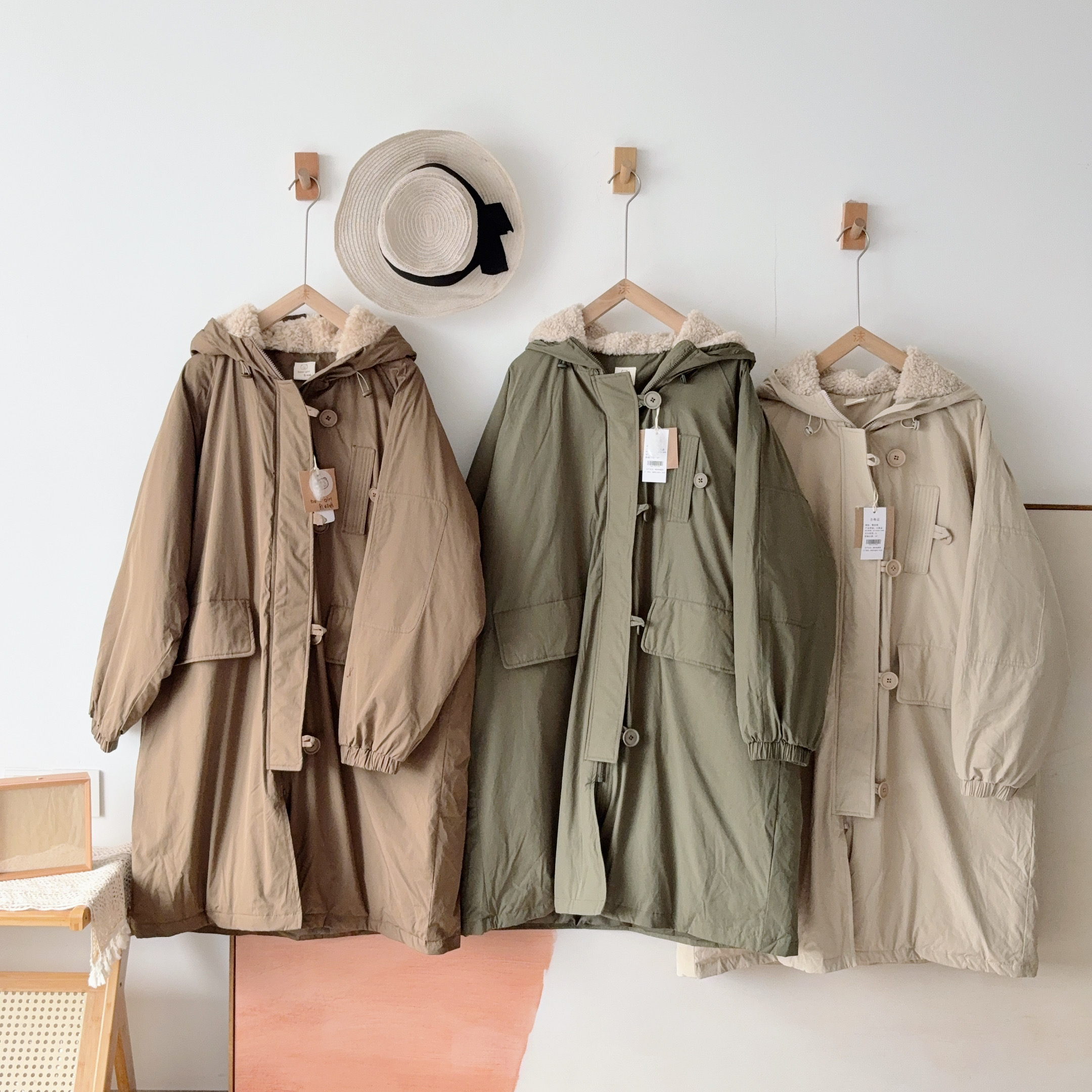 棉服 熊姑娘日系连帽单排扣宽松百搭加厚保暖柔软小众外套女推荐