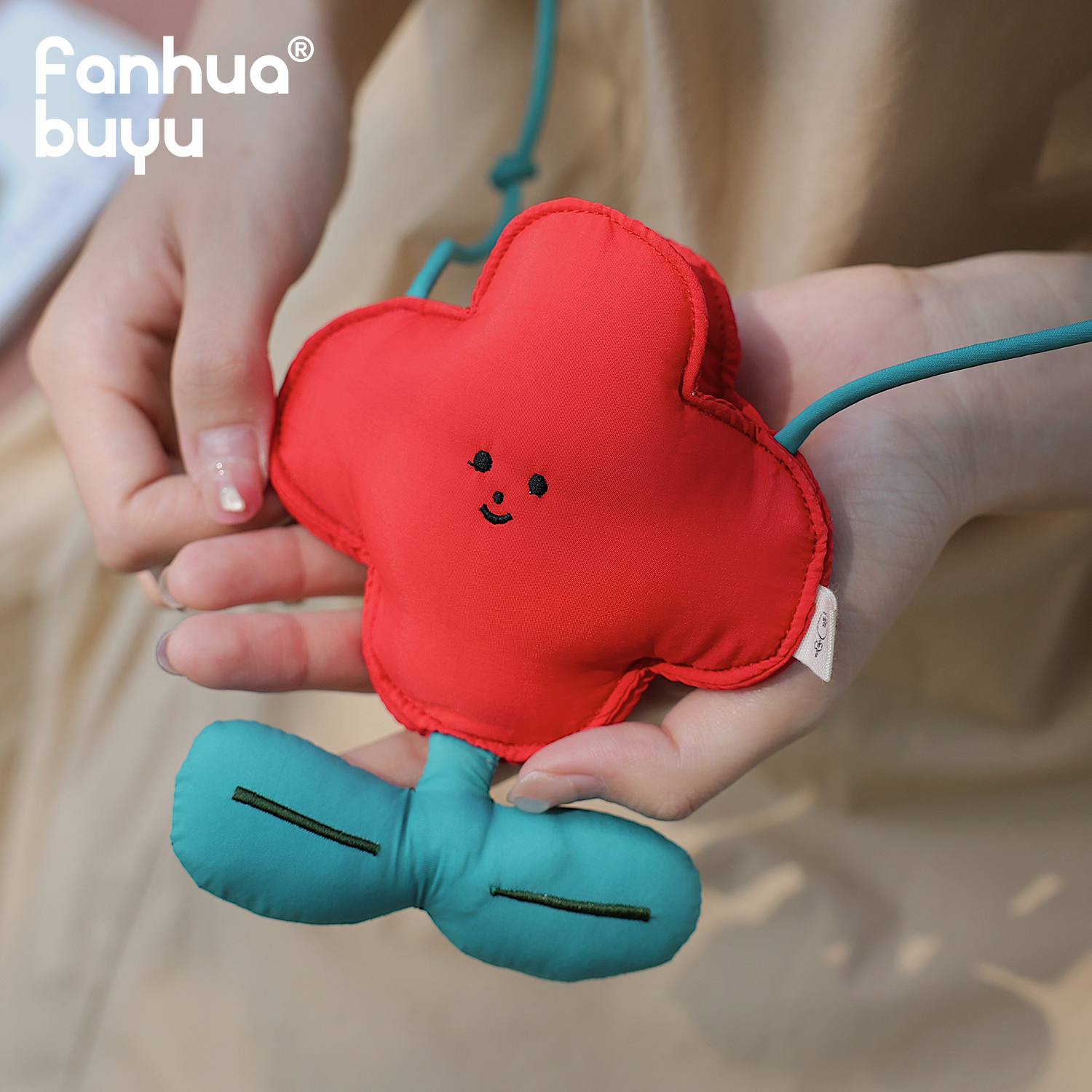 梵花不语丑萌笑脸花单肩耳机包