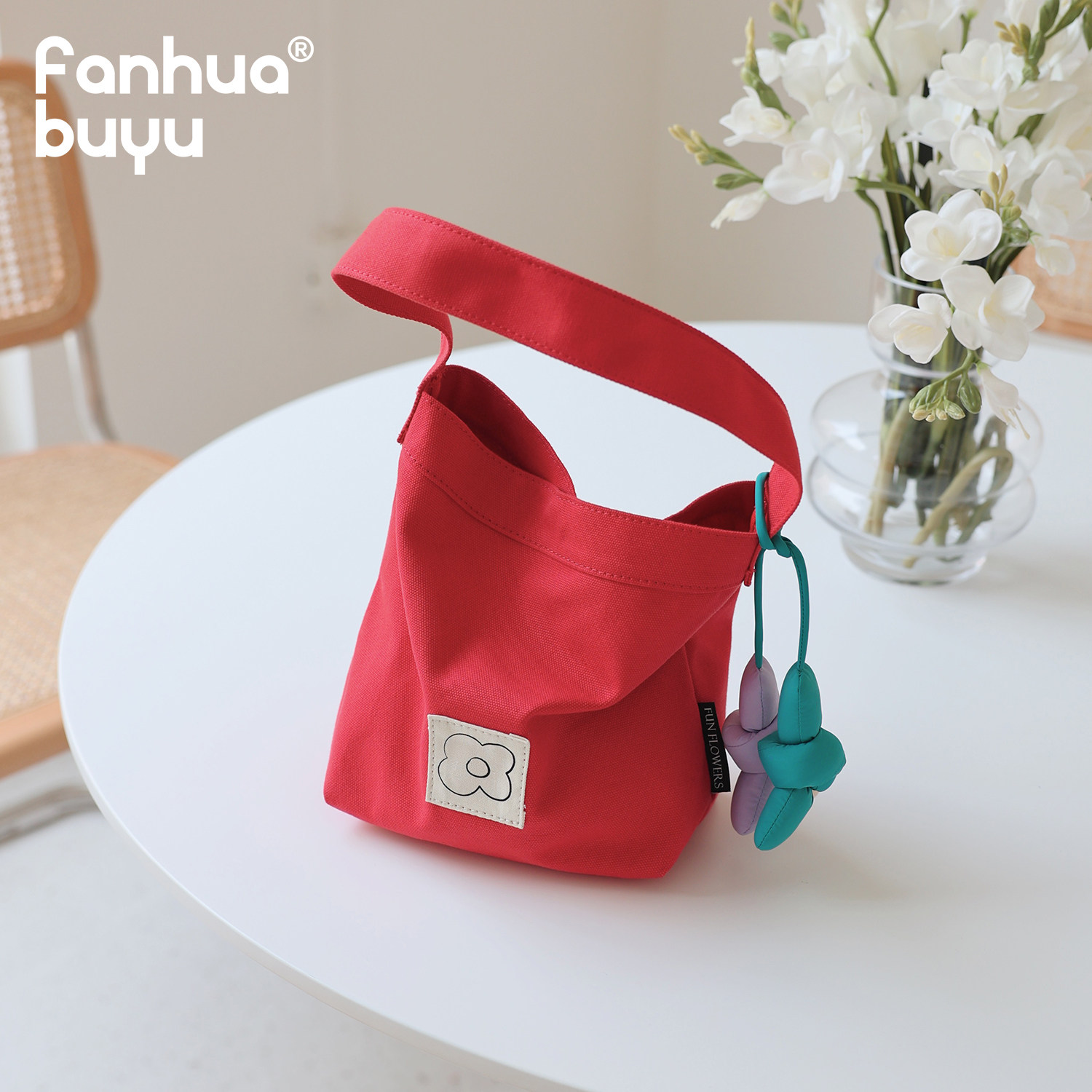 梵花不语新款简约帆布包女小众百搭便携手提包学生韩版手拎饭盒包