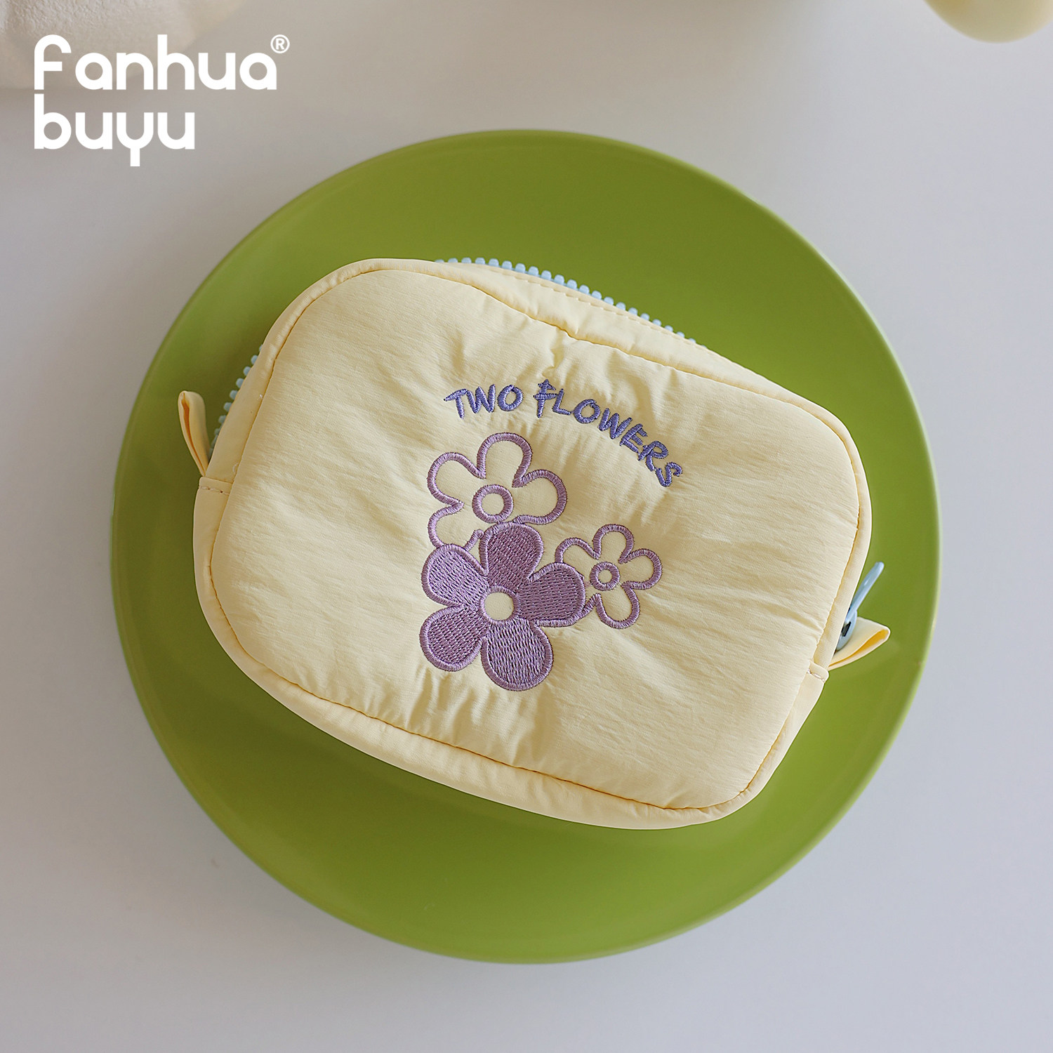 梵花不语小方包布艺化妆包女士手拿包便携包数据线收纳包随身小包