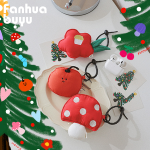 梵花不语圣诞红色耳机包适用于苹果AirPods3代小包便携软萌保护套