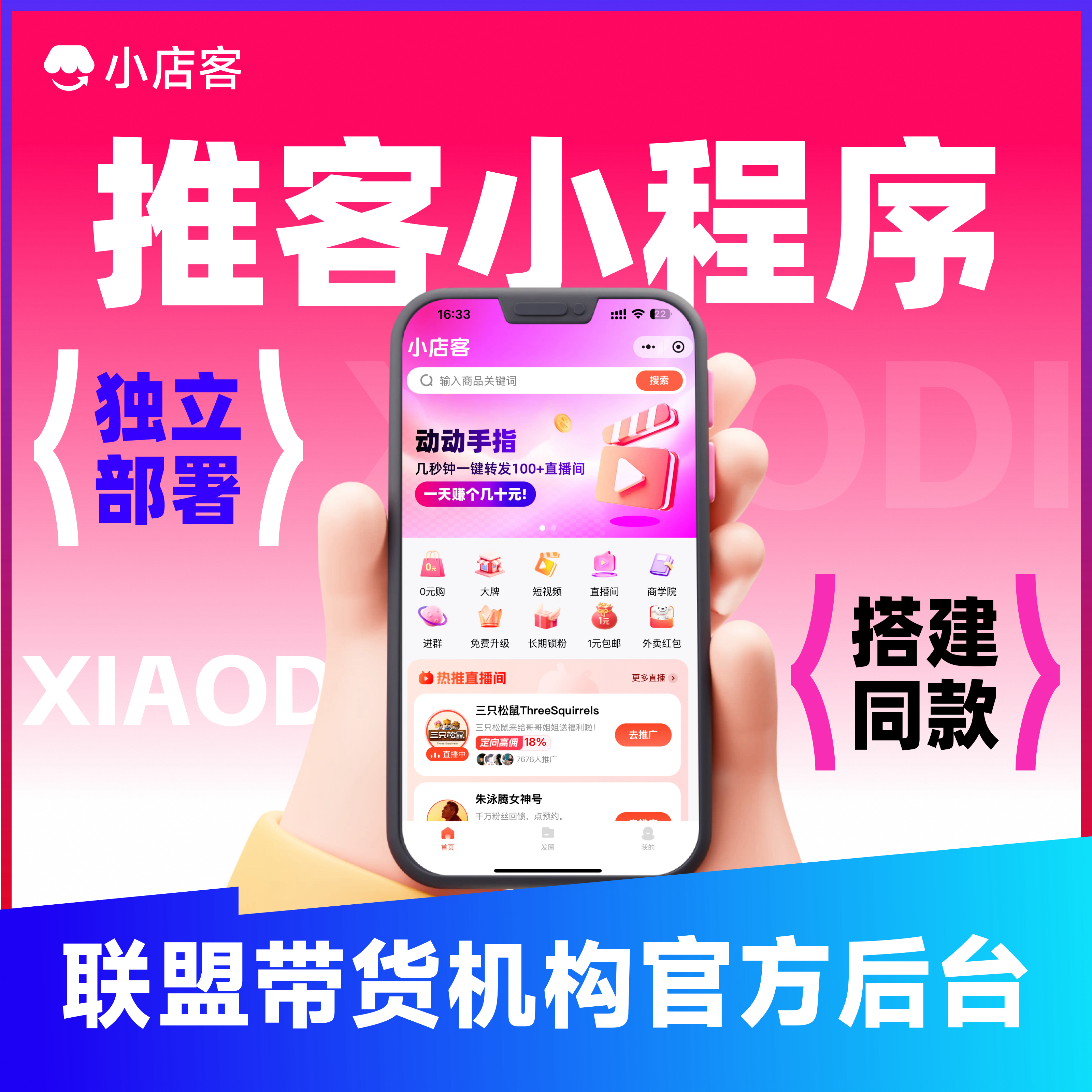 推客小程序系统推客带货联盟带货机构系统小店客系统知买淘客系统
