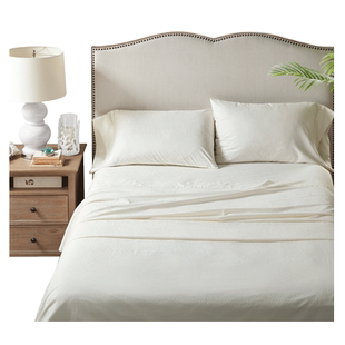 商场同款HarborHouse三件套床笠床单枕套300根竹棉全纯棉提花简约