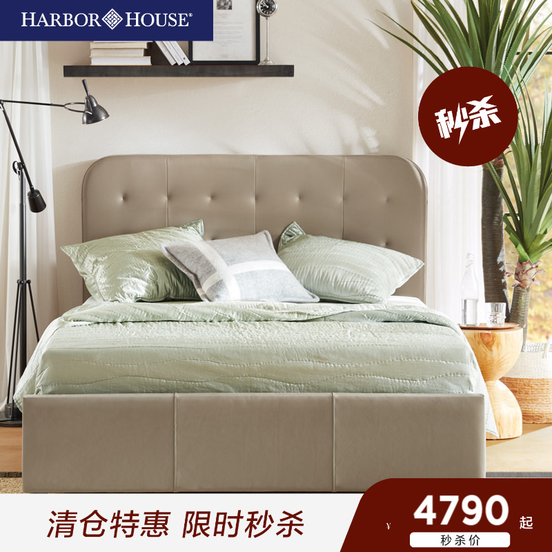 头层牛皮全真皮床软包床图片