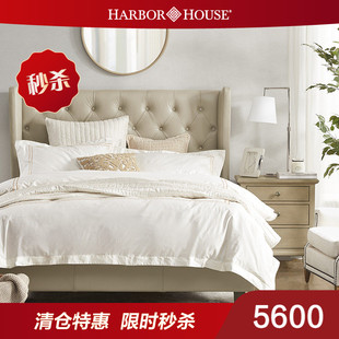 HarborHouse轻奢真皮床头层牛皮双人主卧大床1.8m婚床a实木皮艺床