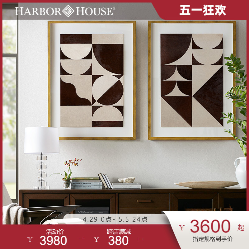 HarborHouse美式现代几何客厅玄关墙面挂画牛皮装饰画Geometry图片