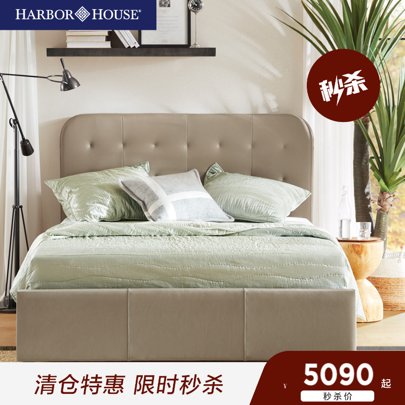 头层牛皮全真皮床软包床图片