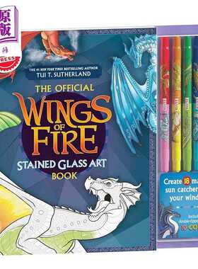 进口原版 *火翼飞龙官方涂色书 彩绘玻璃风格 KlutzPress Wings of Fire Stained Glass Art 英文原版 Klutz 填色书   Klutz Press