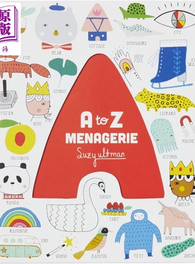 进口原版 *A to Z Menagerie A到Z动物园 英文原版 进口原版 2岁到4岁 英语启蒙 少儿纸板书 Suzy Ultman   Chronicle Books