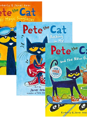 进口原版 皮特猫故事书3册 英文原版绘本 Pete the Cat Rocking in My School Shoes 好性格养成书 吴敏兰推荐书单 3-6岁儿童英