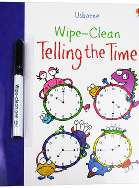 进口原版 擦擦书 学会看时间 英文原版 Wipe Clean Telling the Time 进口可擦写 儿童英语启蒙学习书籍 英文版 尤斯伯恩 Usbor
