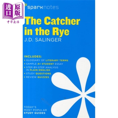 进口原版 *Sparknotes 文学指南:麦田里的守望者 The Catcher in the Rye Literature Guide 英文原版 J D Salinger   Sparknotes